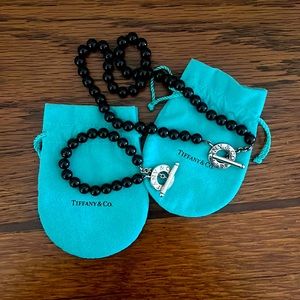 Authentic Tiffany & Co. Onyx beads necklace and bracelet set